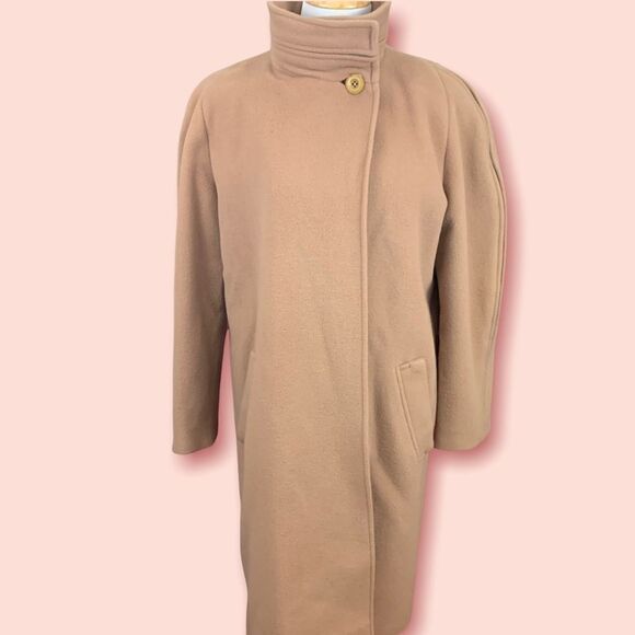 Vintage single button wool swing coat tan L - Picture 1 of 8
